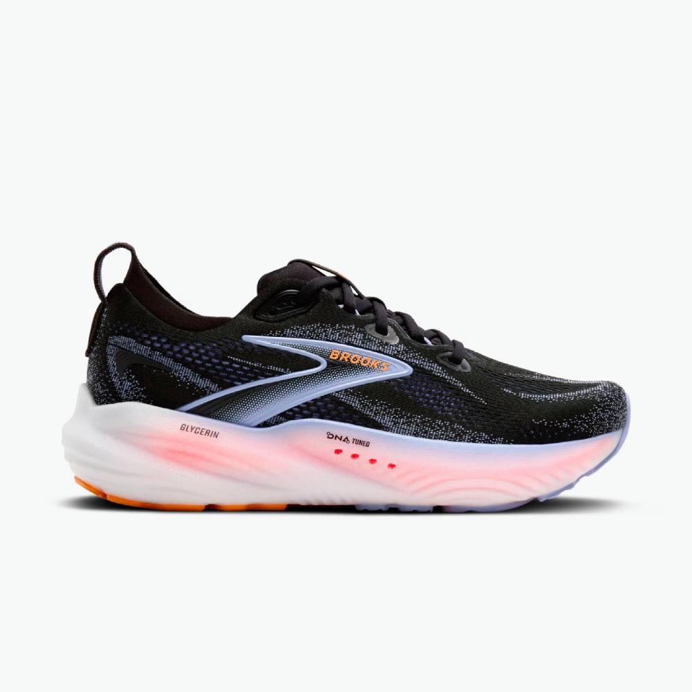 ZAPATILLAS BROOKS GLYCERIN 22 MUJER - Black / Blue Heron / Orange